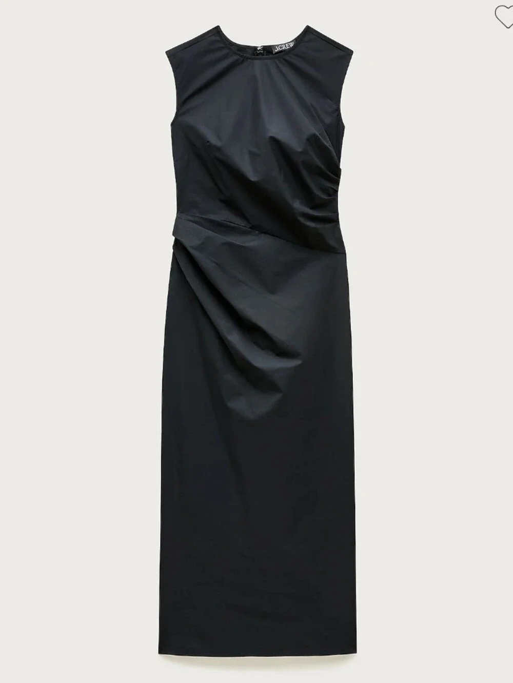 J Crew Tall ruched midi dress in stretch cotton-blend poplin Size 8 Tall CV544